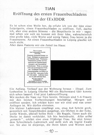 TIAN : Eröffnung des ersten Frauenbuchladens in der (Ex)DDR
