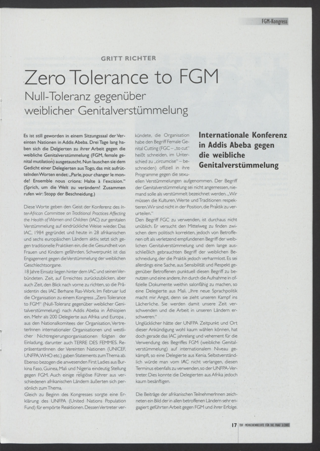 Zero Tolerance to FGM : Null Toleranz gegenüber weiclicher Genitalverstümmelung