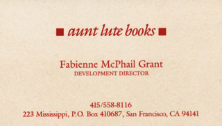Visitenkarte eines Frauenverlages in San Francisco