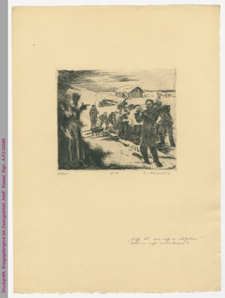 Druckgrafik, Kriegsgefangene bei Zwangsarbeit, Erster Weltkrieg
