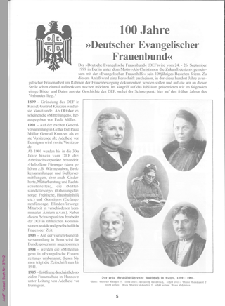 100 Jahre "Deutscher Evangelischer Frauenbund"