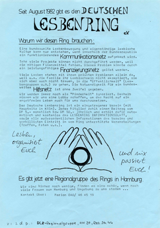 Seit August 1982 gibt es den Deutschen Lesbenring e.V.