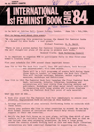 1st [First] International Feminist Book Fair '84