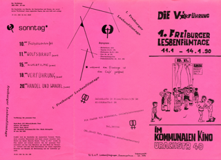 DieV(e)orführung : 1. Freiburger Lesbenfilmtage, 11.1. - 14.11.1990 im Kommunalen Kino, Urachstr. 40