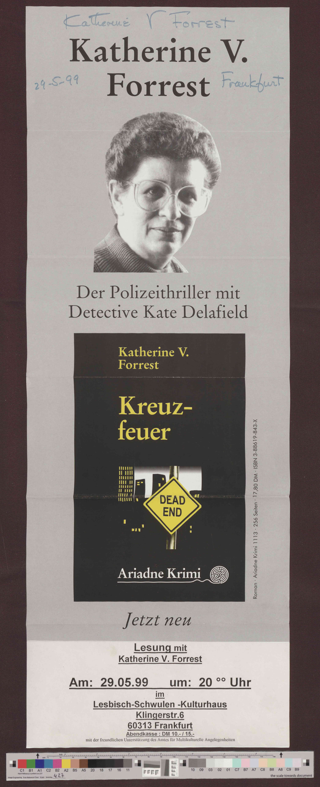 Lesung mit Katherine V. Forrest : "Kreuzfeuer" Der Polizeithriller mit Detective Kate Delafield