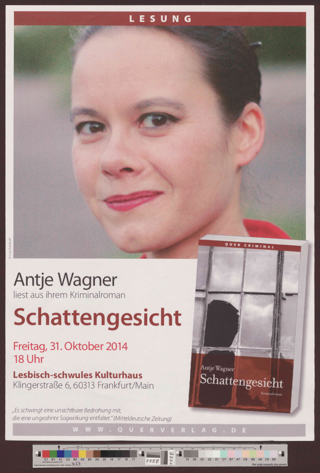 Lesung; Antje Wagner : Antje Wagner liest aus ihrem Kriminalroman: Schattengesicht