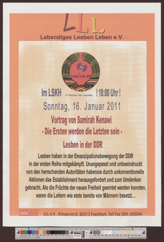 Die Ersten werden die Letzten sein - Lesben in der DDR : Vortrag von Samirah Kenawi - Sonntag, 16.01.2011